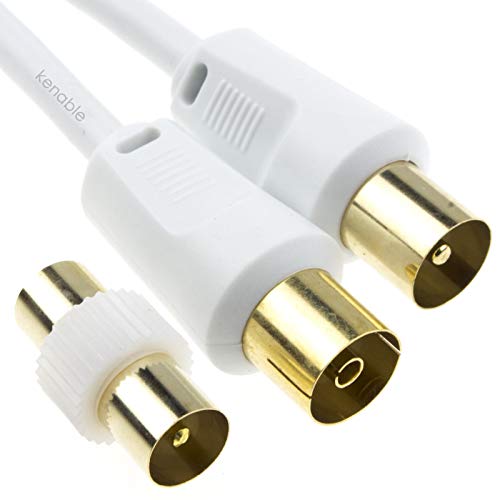 RF Männlich Zum Weiblich Verlängerung Anschlusskabel Digitale Erdgebundene TV Kabel & Männlich Kupplung Weiß 5 m [5 Meter/5m] von kenable