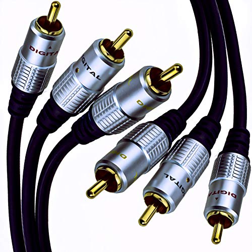 Reines Kupfer OFC HQ 3 x Cinch Stecker Zum Stecker Composite Video und Audio Kabel Vergoldeten 1 m [1 Meter/1m] von kenable