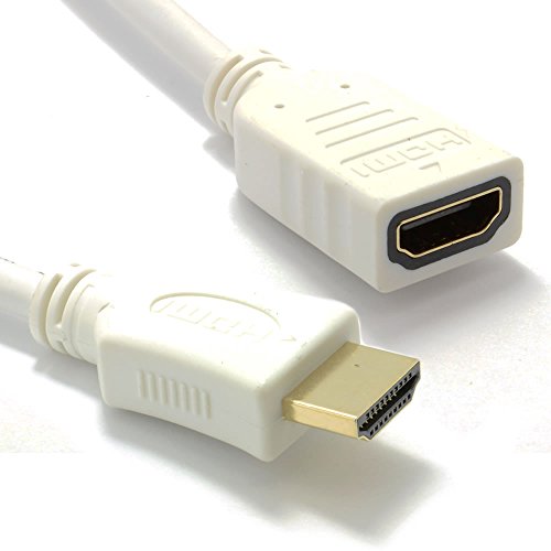 Weiß HDMI Verlängerung Anschlusskabel Hoch Geschwindigkeit Männlich Weiblich 1080p TV Kabel 2 m [2 Meter/2m] von kenable