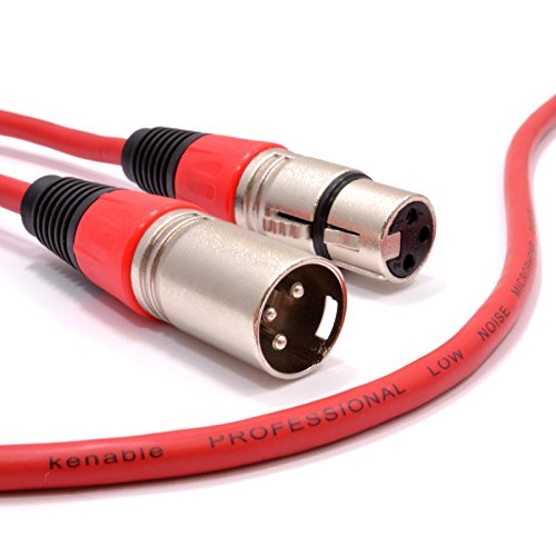 kenable XLR Mikrofon Anschlusskabel Männlich Zum Weiblich Audio Kabel Rot 0,3 m 30 cm [0.3 Meter/0,3m] von kenable