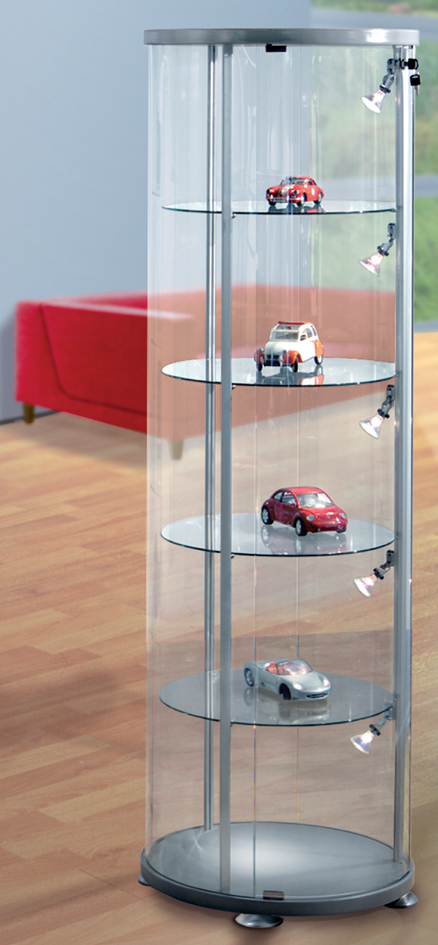 kerkmann Rund-Vitrine expoline, 4 Glasböden, alusilber kerkmann Rund-Vitrine expoline, 4 Glasböden, alusilber von kerkmann