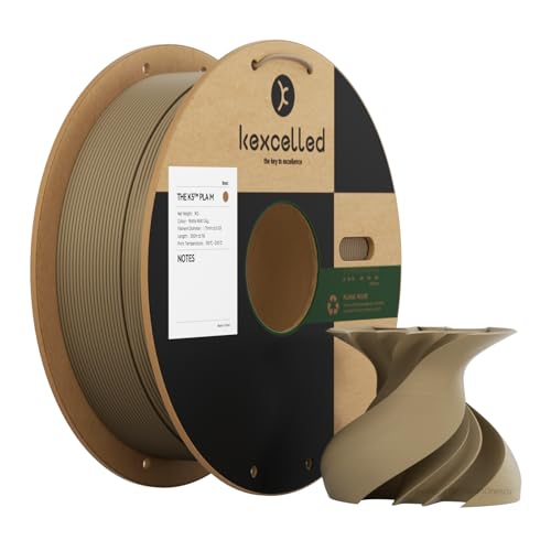 kexcelled Matte PLA Filament 1,75 mm +/- 0,03 mm, Glanzfreie Farbe, Matt Textur, 3D Drucker Filament, 1 kg Spule (2,2 lbs), Passend für die Meisten FDM Drucker, Ordentliche Wicklung, Malz-Ton von kexcelled