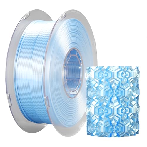 PLA Silk Filament 1,75mm, kexcelled Shiny Gloss 3D Drucker , Maßgenauigkeit +/- 0,03mm, 1kg Spule (2,2lbs), Seidige Oberfläche, Vakuumverpackung, Ordentliche Wicklung, Himmelblau von kexcelled