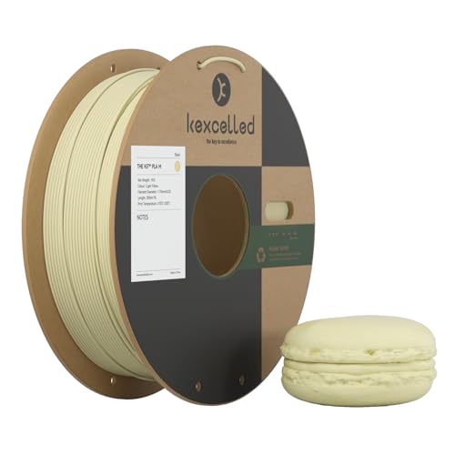 kexcelled Macaron Matte PLA Filament 1,75 mm, PLA Rolle, 3D Drucker Filament, Glanzfreie Farbe, 1 kg Pappspule (2,2 lbs) +/- 0,03 mm, Matte Oberfläche, Hellgelb von kexcelled