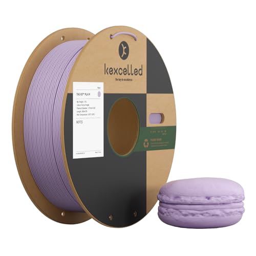 kexcelled Macaron Matte PLA Filament 1,75 mm, PLA Rolle, 3D Drucker Filament, Glanzfreie Farbe, 1 kg Pappspule (2,2 lbs) +/- 0,03 mm, Matte Oberfläche, Rattan Violett von kexcelled
