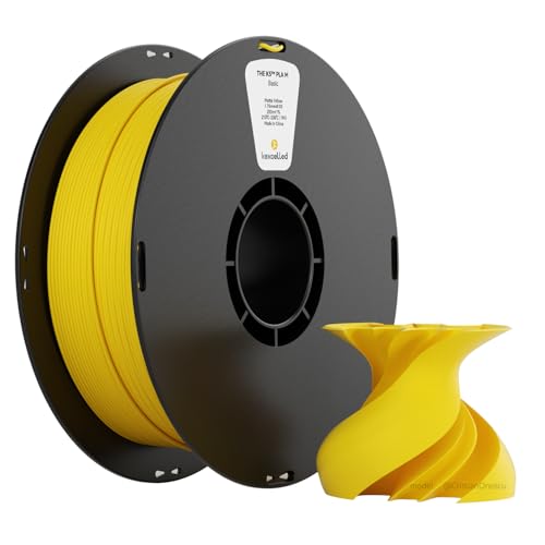 kexcelled Matte PLA Filament 1,75 mm +/- 0,03 mm, 3D Drucker Filament, Matt Effekt, Glanzfreie Farbe, 1 kg Spule (2,2 lbs), Passend für die Meisten FDM-Drucker, Ordentliche Wicklung, Sonnengelb von kexcelled
