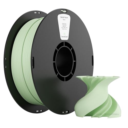 kexcelled Matte PLA Filament 1,75 mm +/- 0,03 mm, Glanzfreie Farbe, Matt Textur, 3D Drucker Filament, 1 kg Spule (2,2 lbs), Passend für die Meisten FDM Drucker, Ordentliche Wicklung, Blassgrün von kexcelled