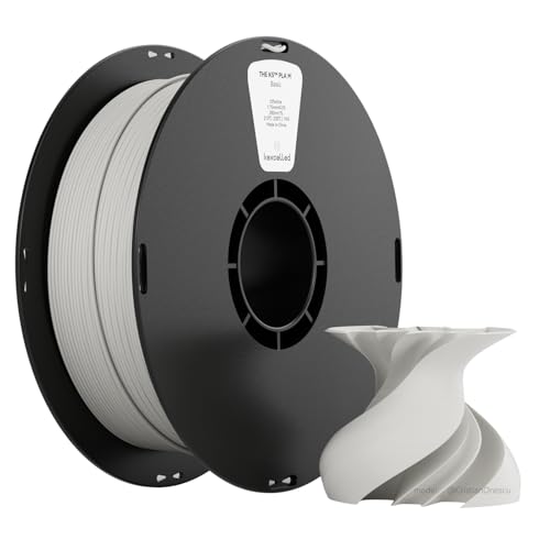 kexcelled Matte PLA Filament 1,75 mm +/- 0,03 mm, Glanzfreie Farbe, Matt Textur, 3D Drucker Filament, 1 kg Spule (2,2 lbs), Passend für die Meisten FDM Drucker, Ordentliche Wicklung, Grauweiß von kexcelled
