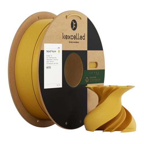 kexcelled Matte PLA Filament 1,75 mm +/- 0,03 mm, Glanzfreie Farbe, Matt Textur, 3D Drucker Filament, 1 kg Spule (2,2 lbs), Passend für die Meisten FDM Drucker, Ordentliche Wicklung, Senfgelb von kexcelled