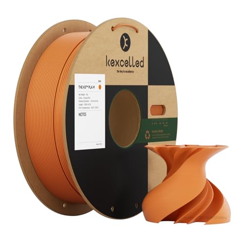 kexcelled Matte PLA Filament 1,75 mm +/- 0,03 mm, Glanzfreie Farbe, Matt Textur, 3D Drucker Filament, 1 kg Spule (2,2 lbs), Passend für die Meisten FDM Drucker, Ordentliche Wicklung, Sonnenorange von kexcelled