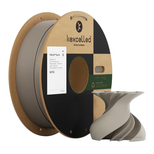 kexcelled Matte PLA Filament 1,75 mm +/- 0,03 mm, Glanzfreie Farbe, Matt Textur, 3D Drucker Filament, 1 kg Spule (2,2 lbs), Passend für die Meisten FDM Drucker, Ordentliche Wicklung, Warmgrau von kexcelled