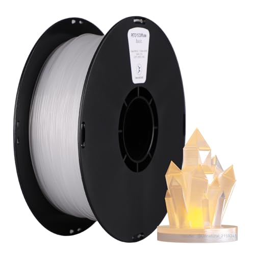 kexcelled PETG Diffuse Filament 1,75 mm, Weiches Licht Streuung, für Leuchte, 3D Druck Filament +/- 0,03 mm, 1 kg Spule, Kompatibel mit Meisten FDM-Druckern, Klar Weiß von kexcelled