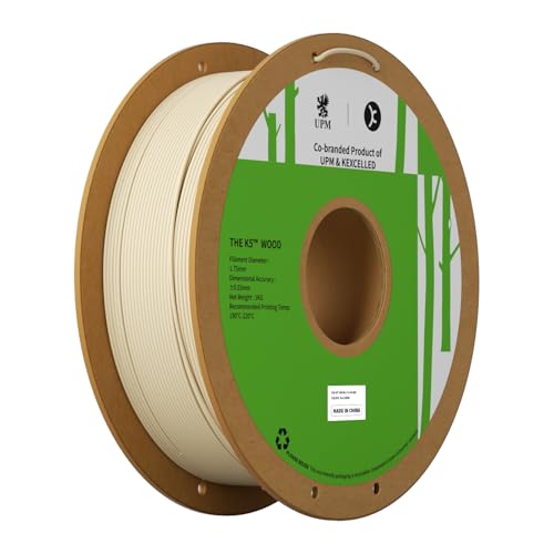 kexcelled PLA Holz Filament 1,75 mm, Wood PLA Echtholz, 3D Drucker Filament, Spezielles PLA Holzoptik, Echte Natürliche Holzfaser, Maßgenauigkeit +/- 0,03 mm, 1 kg Spule (2,2 lbs), Elfenbeinweiß von kexcelled