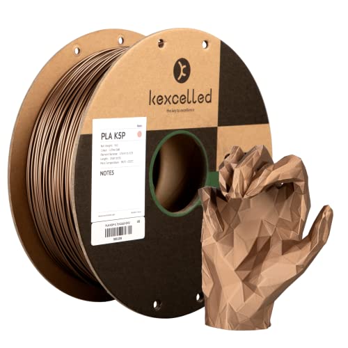 kexcelled PLA Metallic 1,75 mm, Seide Metal 3D Druck Filament PLA +/- 0,03 mm, Metalloberfläche, Papprolle, 1 kg Spule (2,2 lbs), Glänzend, für FDM-Drucker, Kaffee Gold von kexcelled