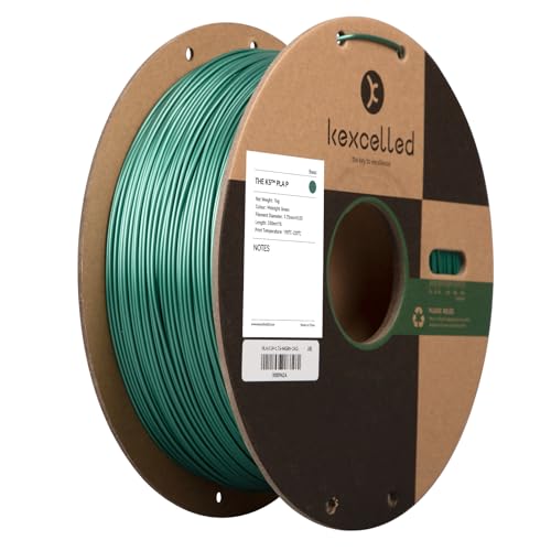 kexcelled PLA Metallic 1,75 mm, Seide Metal 3D Druck Filament PLA +/- 0,03 mm, Metalloberfläche, Papprolle, 1 kg Spule (2,2 lbs), Glänzend, für FDM-Drucker, Mitternachtsgrün von kexcelled