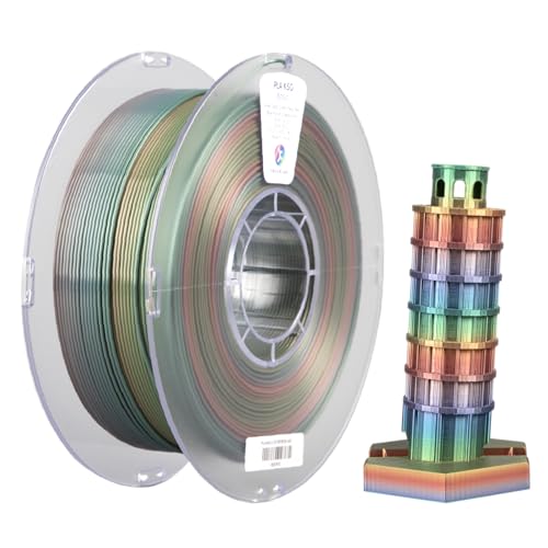 kexcelled Silk Rainbow PLA Filament 1,75 mm, Glänzend Glänzende Multicolor 3D Drucker Filament, 6 Farben, Seidene Textur, Maßgenauigkeit +/- 0,03 mm, 1kg Spule (2,2lbs), Regenbogen von kexcelled