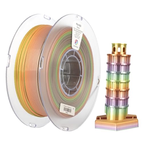 kexcelled Silk Regenbogen PLA Seide Filament, 3D Drucker Filament 6 Farben, 1,75mm +/- 0,03mm,Seidenoberfläche, Multicolor, Glitzer, 1kg Spule (2,2lbs), Color Change, Rainbow von kexcelled