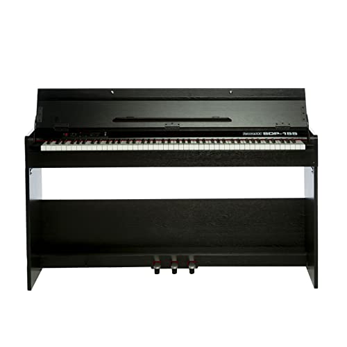 keymaXX Digital Piano 88 Tasten, Hammermechanik, anschlagdynamisch, gewichtet, Anfänger E-Piano schwarz mit Pedalen, Klavierständer, Tasterturabdeckung und 128 Stimmen, SDP-155 keymaXX Digital Piano 88 Tasten, Hammermechanik, anschlagdynamisch, gewichtet, Anfänger E-Piano schwarz mit Pedalen, Klavierständer, Tasterturabdeckung und 128 Stimmen, SDP-155 von keymaXX