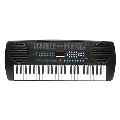 keymaXX Keyboard mit 49 Tasten, Mikrofon, Notenhalter, Effekte, Aufnahmefunktion und 8 Demo Songs, ideal für Anfänger, schwarz von keymaXX