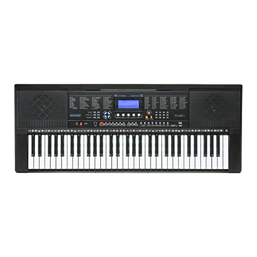 keymaXX Keyboard mit 61 Tasten, Leuchttasten, Mikrofon, Notenhalter, Effekte, Lern-Funktion und 30 Demo Songs, ideal für Anfänger, schwarz von keymaXX