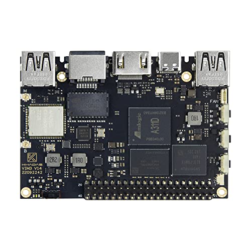 khadas Single Board Computer, VIM3 Basic Amlogic A311D, schneller CPU, neuronaler Verarbeitungseinheit für A.I.Switchable PCIe und USB 3.0, Dualunabhängige Anzeigen, Dual-Kameras (2 + 16 GB) von khadas