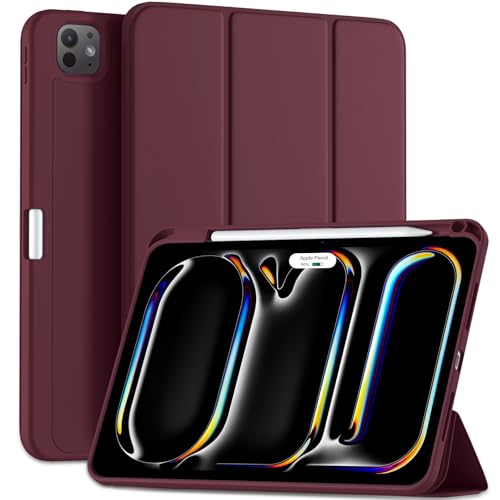 Kidopire Schutzhülle für iPad Pro 27,9 cm (11 Zoll) (M4, 5. Generation 2024) mit Stifthalter, Smart Cover mit dreifach faltbarem Ständer und weicher TPU-Rückseite, automatische Wake/Sleep-Funktion, von kidopire