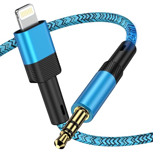 Auto AUX Kabel für iPhone, 1M [MFi-zertifiziert] Audiokabel auf 3.5mm Audio HiFi Audio Nylon iPhone Klinke für iPhone14/13/12/11 Pro/10/8/plus/X/XS/XR/SE Car Audio, Lautsprecher von kigpozi