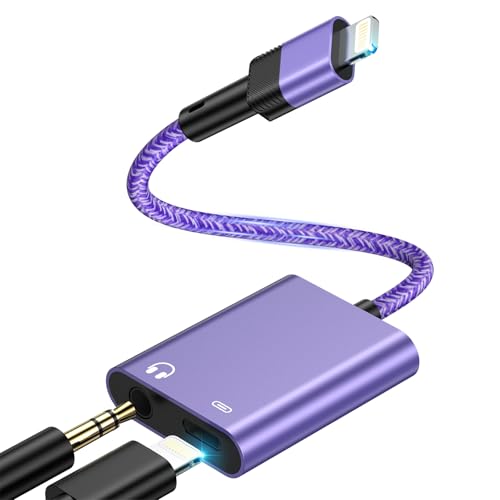 Kopfhörer-Adapter für iPhone, [Apple MFi Certified] 2 in 1 iPhone Kopfhörer Aux Audio +Ladegerät Kabel Splitter Adapter Dongle Kompatibel mit iPhone 14/13/12/11/XS/XR/X 8/iPad,Unterstützung Aller iOS von kigpozi