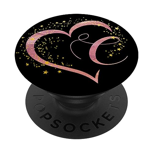 Buchstabe C Initiale Rosa Herz Monogramm PopSockets mit austauschbarem PopGrip von kimiqueMonogram