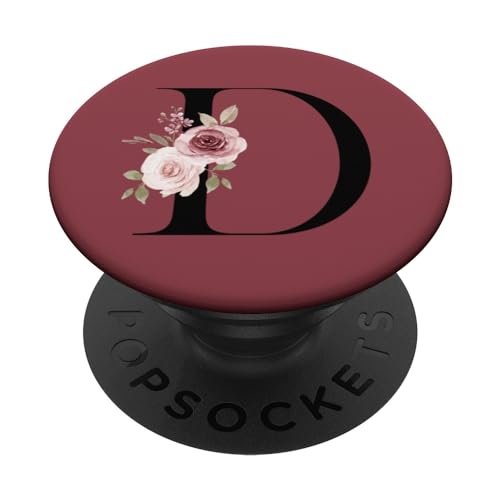 Buchstabe D Initiale Alphabet Monogramm Rot Floral Flower PopSockets mit austauschbarem PopGrip von kimiqueMonogram