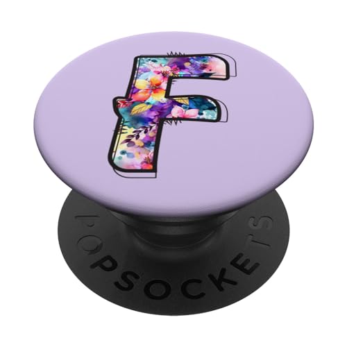Buchstabe F Initiale Alphabet Monogramm Lila Floral PopSockets mit austauschbarem PopGrip Buchstabe F Initiale Alphabet Monogramm Lila Floral PopSockets mit austauschbarem PopGrip von kimiqueMonogram
