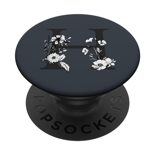 Buchstabe H Initiale Alphabet Monogramm Floral Botanical Grey PopSockets mit austauschbarem PopGrip Buchstabe H Initiale Alphabet Monogramm Floral Botanical Grey PopSockets mit austauschbarem PopGrip von kimiqueMonogram