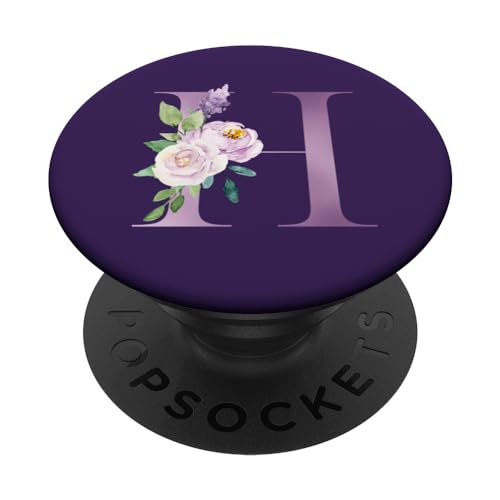 Buchstabe H Initiale Alphabet Monogramm Lila Violett Floral PopSockets mit austauschbarem PopGrip von kimiqueMonogram