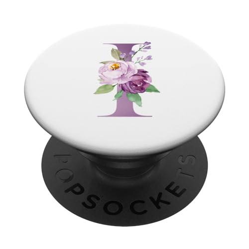 Buchstabe I Initiale Alphabet Monogramm Lila Lila Floral PopSockets mit austauschbarem PopGrip von kimiqueMonogram