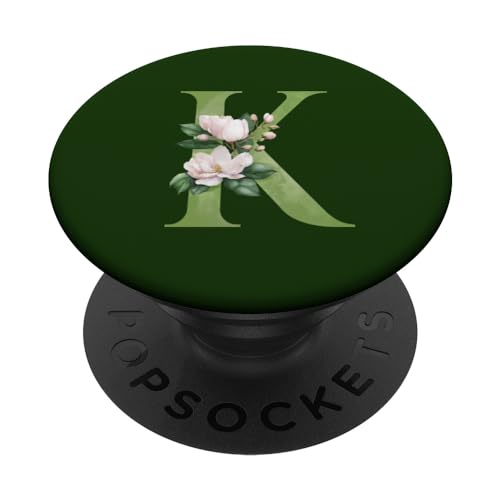 Buchstabe K Initiale Alphabet Monogramm Grün Floral Flower PopSockets mit austauschbarem PopGrip Buchstabe K Initiale Alphabet Monogramm Grün Floral Flower PopSockets mit austauschbarem PopGrip von kimiqueMonogram