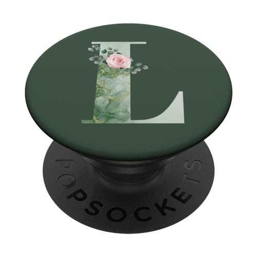 Buchstabe L Initiale Alphabet Monogramm Grün Elegant Floral PopSockets mit austauschbarem PopGrip Buchstabe L Initiale Alphabet Monogramm Grün Elegant Floral PopSockets mit austauschbarem PopGrip von kimiqueMonogram