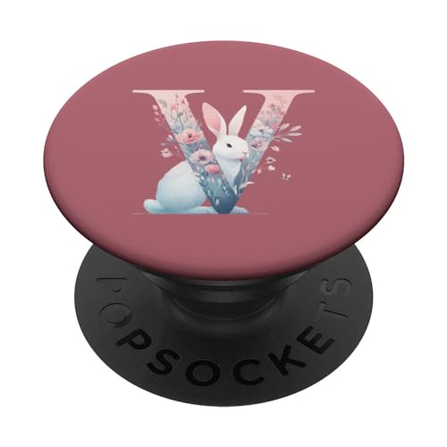Buchstabe V Initiale Alphabet Monogramm Bunny Floral PopSockets mit austauschbarem PopGrip Buchstabe V Initiale Alphabet Monogramm Bunny Floral PopSockets mit austauschbarem PopGrip von kimiqueMonogram