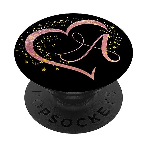 Rosa Buchstabe A Initiale Herz Monogramm PopSockets mit austauschbarem PopGrip von kimiqueMonogram