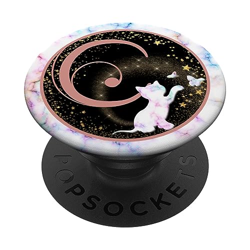 Rosa Monogramm Buchstabe C Initiale Baby Katze Kätzchen PopSockets mit austauschbarem PopGrip Rosa Monogramm Buchstabe C Initiale Baby Katze Kätzchen PopSockets mit austauschbarem PopGrip von kimiqueMonogram