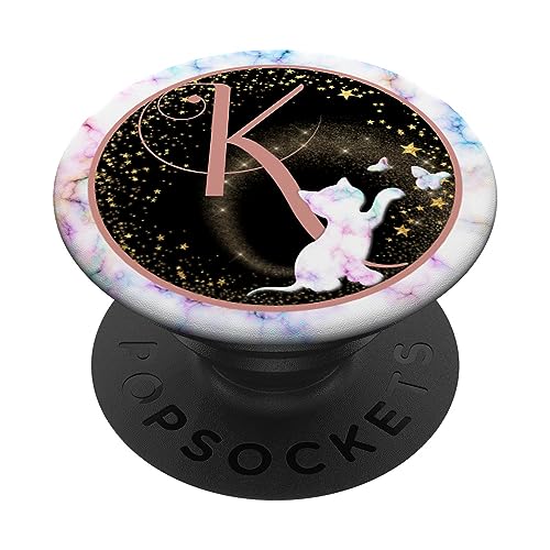 Rosa Monogramm Buchstabe K Initiale Baby Katze Kätzchen PopSockets mit austauschbarem PopGrip von kimiqueMonogram