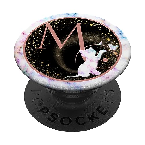 Rosa Monogramm Buchstabe M Initiale Baby Katze Kätzchen PopSockets mit austauschbarem PopGrip von kimiqueMonogram