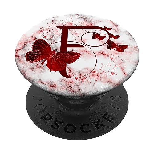 Roter Schmetterling Buchstabe F Initiale Monogramm PopSockets mit austauschbarem PopGrip Roter Schmetterling Buchstabe F Initiale Monogramm PopSockets mit austauschbarem PopGrip von kimiqueMonogram