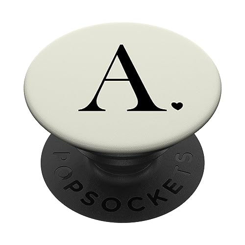 Schwarzer Buchstabe A Initiale Herz Monogramm PopSockets mit austauschbarem PopGrip von kimiqueMonogram