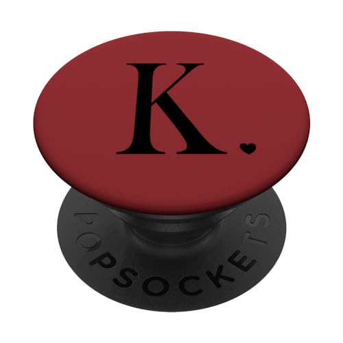 Schwarzer Buchstabe K Initiale Herz Monogramm Rot PopSockets mit austauschbarem PopGrip von kimiqueMonogram