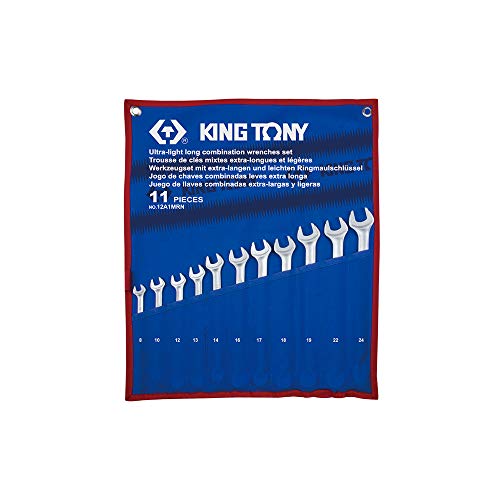 KING TONY 12A1MRN Ultraleichter langer Ringmaulschlüsselsatz mit Tetoron-Beutel, 8-24 mm, 11-teilig von king tony