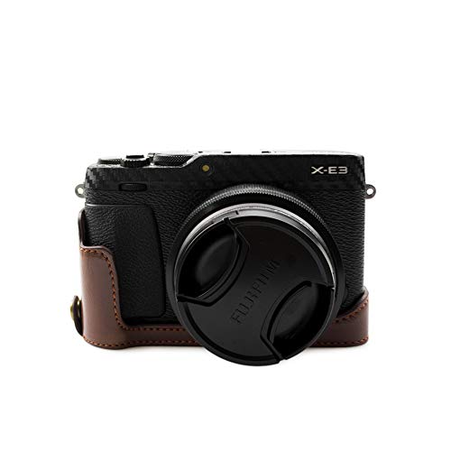 Fuji XE3 X-E3 Tasche, kinokoo PU-Leder Half Case Bottom Case für Fuji X-E3 Bottom aufklappbar (Kaffee) von kinokoo