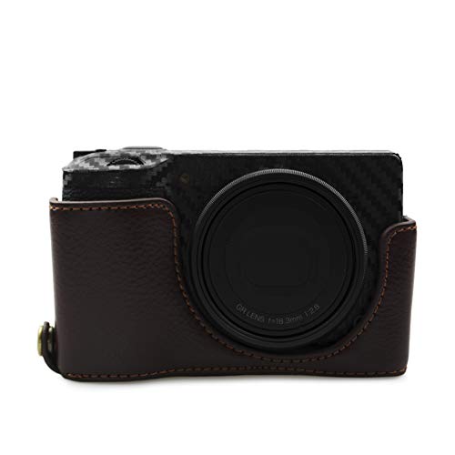 kinokoo Bottom Case für Ricoh GR III PU Leder Half Case GR III/GR 3 Grip Case, Echter Kaffee, Klassisch von kinokoo