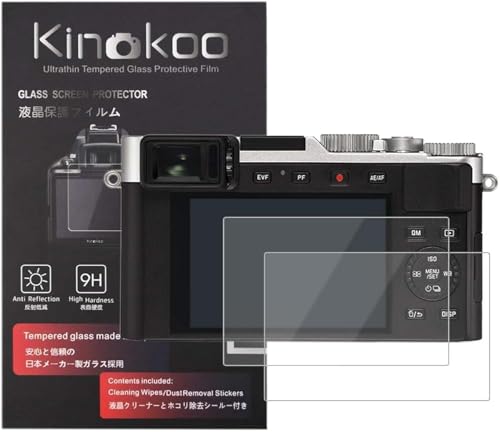 kinokoo Displayschutz für Leica D-LUX 8 /D-LUX 7/D-LUX Typ 109 /C-LUX/V-LUX 5 Digitalkamera, 0,25 mm, Härte 9H, gehärtete Glasfolie, kristallklar – blasenfrei/kratzfest (2 Packungen) von kinokoo