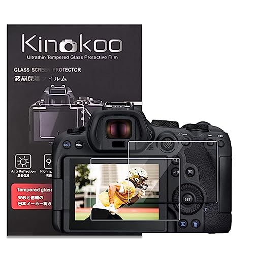 kinokoo Displayschutzfolie für Canon EOS R6 Mark II / R6 II Digitalkamera, 0,25 mm, Härtegrad 9H, gehärtetes Glas, kristallklar, blasenfrei, kratzfest, 2 Stück von kinokoo