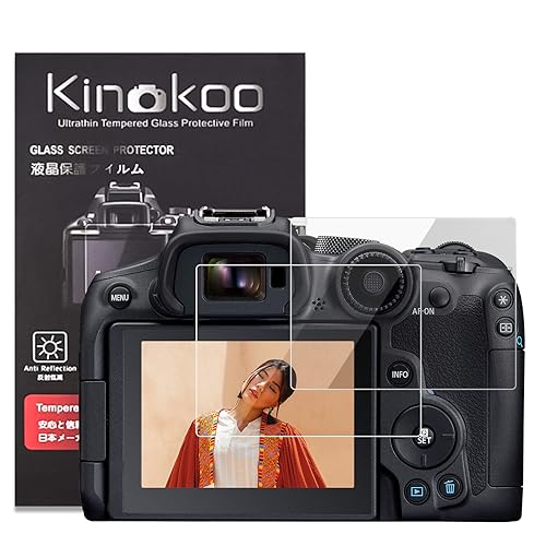 kinokoo Displayschutzfolie für Canon EOS R7/ EOS R6, 0,25 mm Dick Dehärtetes Glas Schutzfolie für Canon EOSR7/ EOSR6 DSLR-Kamera - Kristallklar Blasenfrei & Kratzfest (2 Stück) von kinokoo